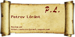 Petrov Lóránt névjegykártya